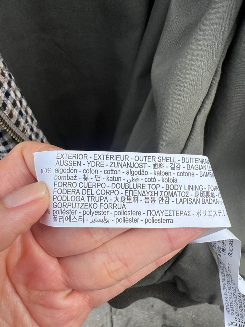 Zara Checked Bomber Jacket in Blue, White & Tan, Orange, and Olive Green - Picture 7 of 8